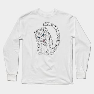 Sitting Pretty - Snow Leopard Sketch Long Sleeve T-Shirt